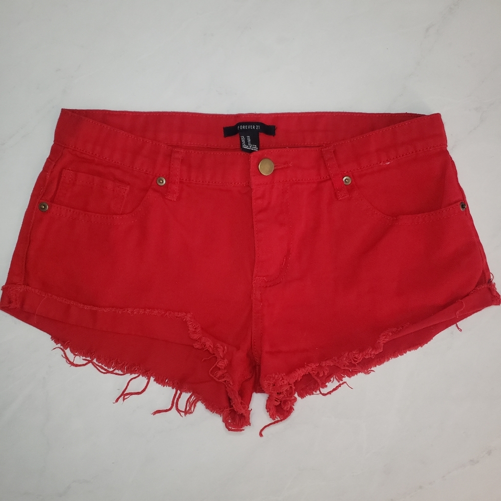 Forever 21 Red Jean Shorts